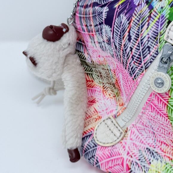 Kipling Pink Purple Green Mini Backpack With Monkey Hanging Bag Tag - Picture 14 of 14